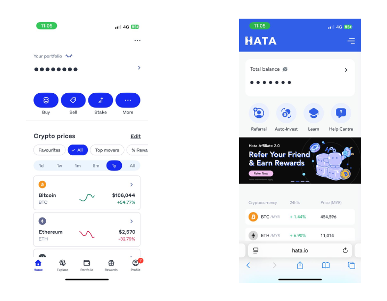 Luno Apps (kiri) & Hatta Web (kanan)